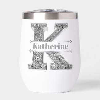 Personalised K Initial Silver Monogram Your Name