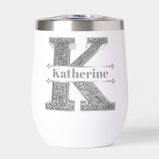 Personalised K Initial Silver Monogram Your Name (Front)