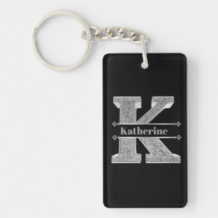 Personalised K Initial Silver Monogram Your Name Key Ring