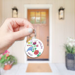 Personalised Kalocsai Flower Stem Key Ring<br><div class="desc">Mutiple flowers in a multi-coloured traditional design representing the folkart embroidery of the Kalocsa region of Hungary. Add your name,  or two word motto. Reverse customised message,  address,  or event.</div>