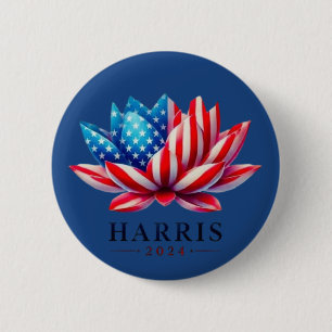 Personalised kamala harris flower America 6 Cm Round Badge