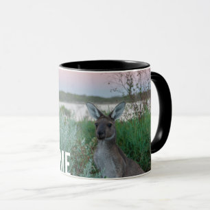 Personalised Kangaroo Sunset Lake Australia Mug
