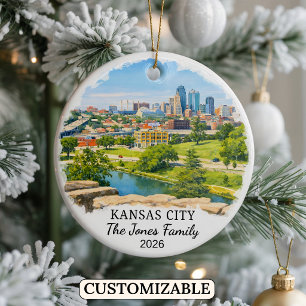Personalised Kansas City Ornament, Custom Kansas Ceramic Tree Decoration