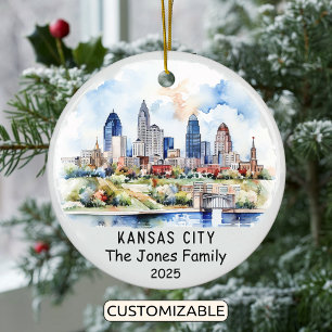 Personalised Kansas City Ornament, Kansas Ceramic Tree Decoration