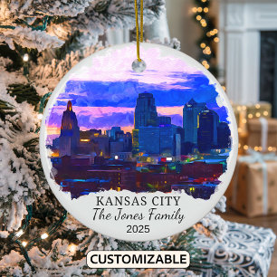 Personalised Kansas City Ornament, Kansas State Ceramic Tree Decoration
