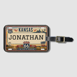 Personalised Kansas Route 66 Design Luggage Tag
