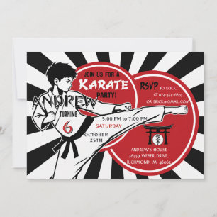 Personalised Karate Birthday Party for boy Invitation