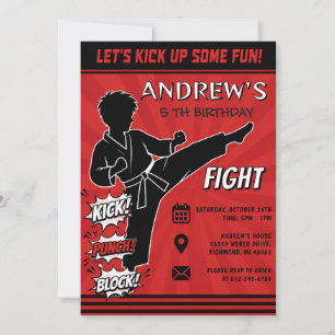 Personalised Karate Birthday Party Invitation