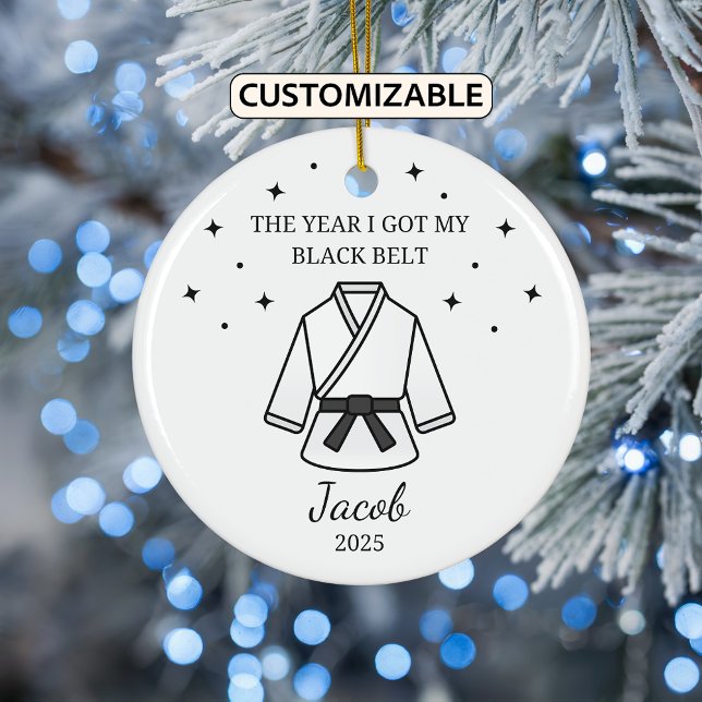 Personalised Karate Black Belt, Taekwondo Outfit Ceramic Tree Decoration (Creator Uploaded)