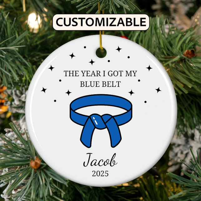 Personalised Karate Blue Belt, Taekwondo Outfit Ceramic Tree Decoration (Creator Uploaded)