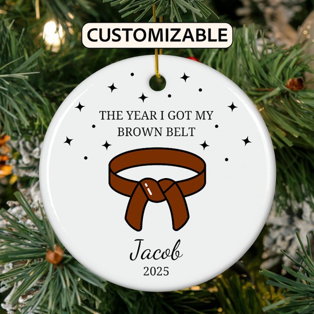Personalised Karate Brown Belt, Taekwondo Outfit Ceramic Tree Decoration (Creator Uploaded)