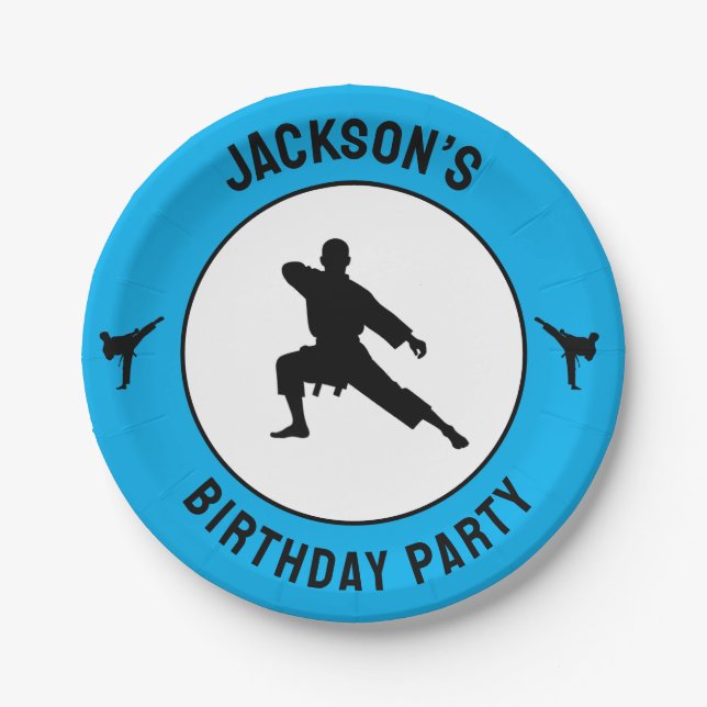 Personalised Karate / Taekwondo / judo Birthday Paper Plate (Front)