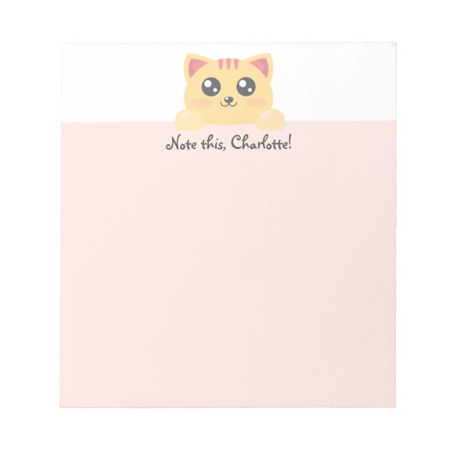Personalised Kawaii Animal - Kitten Notepad (Front)