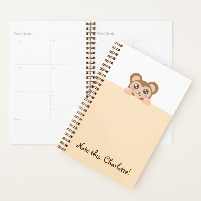 Personalised Kawaii Animal - Monkey Planner (Display)