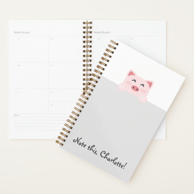Personalised Kawaii Animal - Pig Planner (Display)