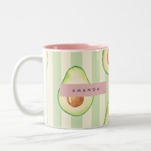 Personalised Kawaii Avocado Pattern Two-Tone Coffee Mug