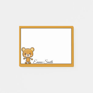 Personalised Kawaii Brown Bear Post-It Notes