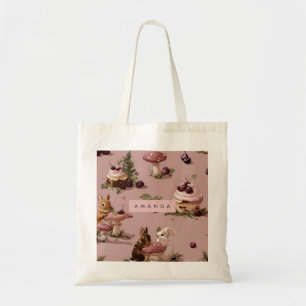 Personalised Kawaii Bunny & Berry Cupcake Pattern Tote Bag