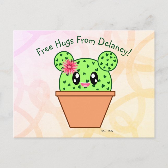 Personalised Kawaii Cactus Rainbow Desert Postcard (Front)