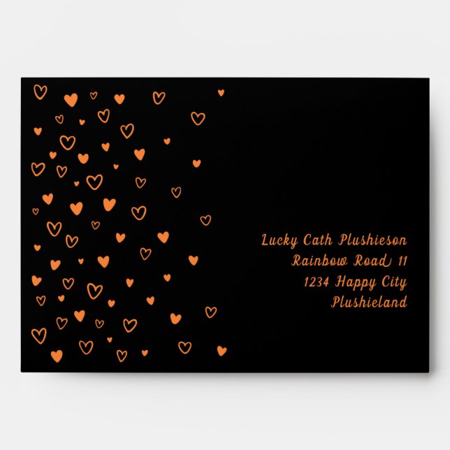 Personalised Kawaii Cute Black Hearts Snail Mail Envelope (Front)