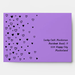 Personalised Kawaii Cute Black Hearts Snail Mail Envelope