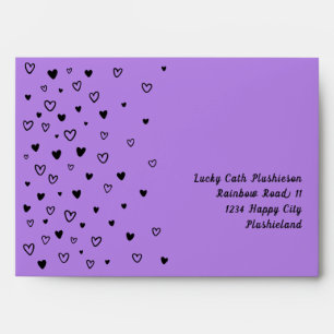 Personalised Kawaii Cute Black Hearts Snail Mail Envelope
