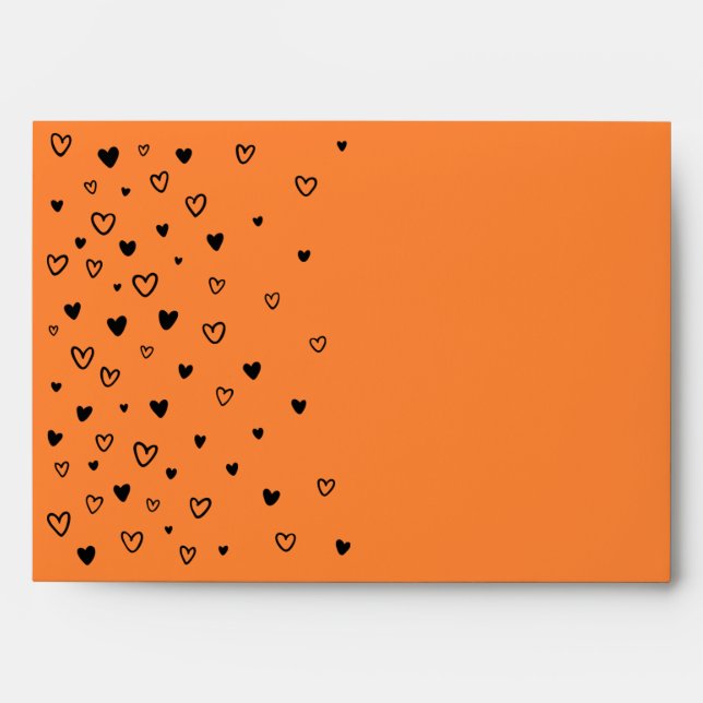 Personalised Kawaii Cute Halloween Black Hearts Envelope (Front)