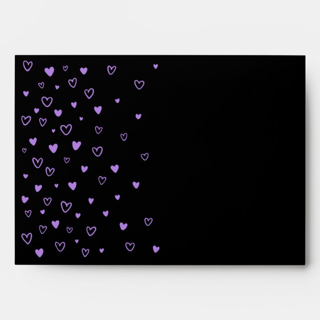 Personalised Kawaii Cute Halloween Purple Hearts Envelope (Front)