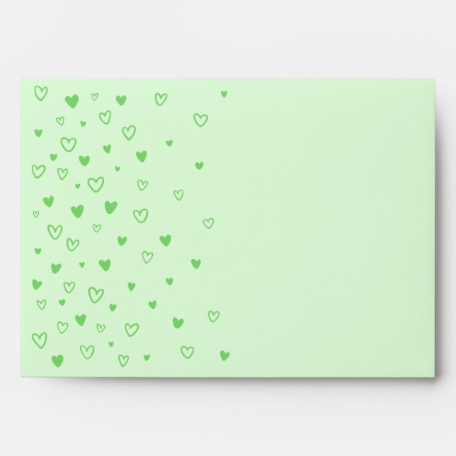 Personalised Kawaii Cute Pastel Green Hearts Love  Envelope (Front)