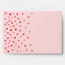 Personalised Kawaii Cute Red Hearts Love Valentine Envelope