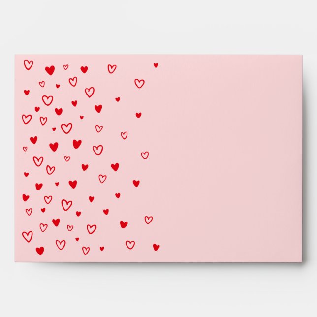 Personalised Kawaii Cute Red Hearts Love Valentine Envelope (Front)