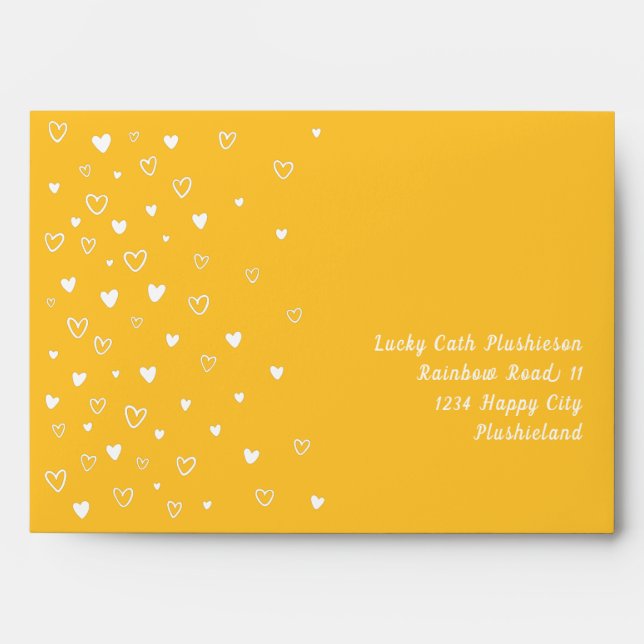 Personalised Kawaii Cute Yellow Hearts Snail Mail Envelope (Front)