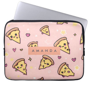 Personalised Kawaii Fun Pizza Slice Pattern Laptop Sleeve