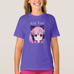 Personalised Kawaii Girl with Headphones on T-Shirt