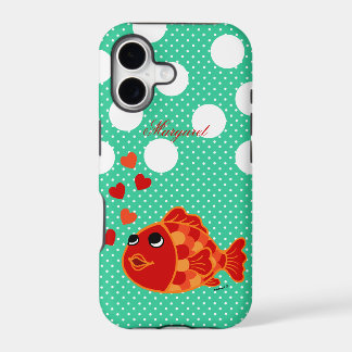 Personalised Kawaii Goldfish Cartoon with Hearts