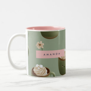 Personalised Kawaii Hot Cocoa Pattern Two-Tone Coffee Mug