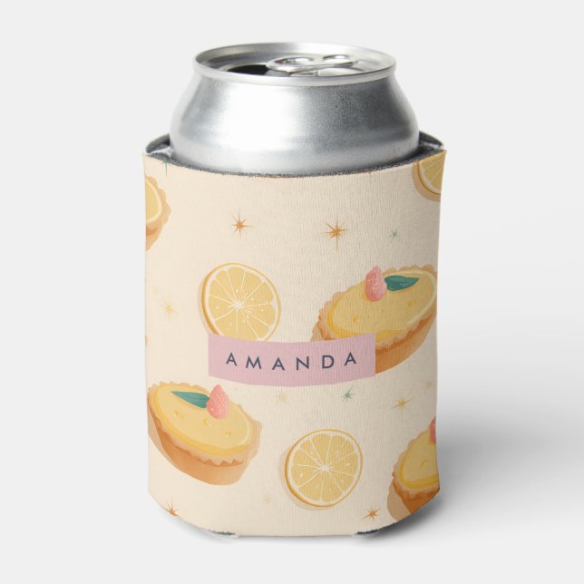 Personalised Kawaii Lemon Tart Pattern Can Cooler (Can Front)