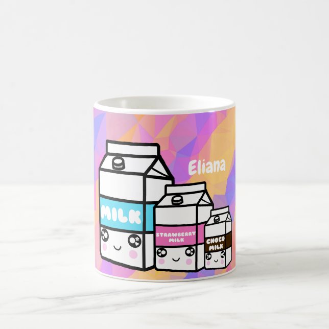 Personalised Kawaii Milk Trio Drawing Mosaic Mug (Center)