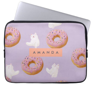 Personalised Kawaii Pastel Doughnuts Pattern Laptop Sleeve