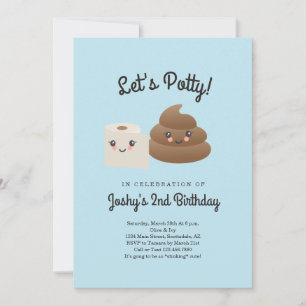 Personalised Kawaii Poop & TP (Toilet Paper) Party Invitation
