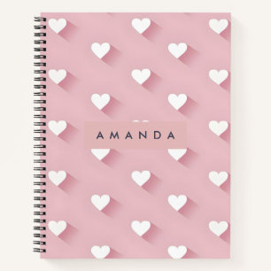 Personalised Kawaii Soft Pink Heart Notebook