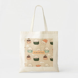 Personalised Kawaii Sushi Japanese Food Pattern Tote Bag