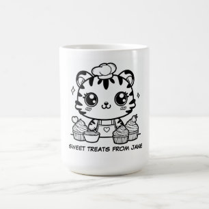 Personalised Kawaii Tiger Baker Mug   Cute Cupcake