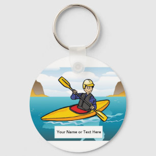 Personalised Kayaking - Male Cartoon Key Ring