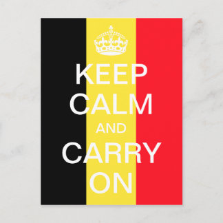 Personalised KEEP CALM and CARRY ON - Belgium flag Postcard
