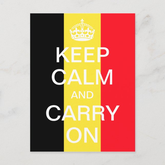 Personalised KEEP CALM and CARRY ON - Belgium flag Postcard (Front)