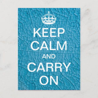 Personalised KEEP CALM and CARRY ON - blue stone Postcard