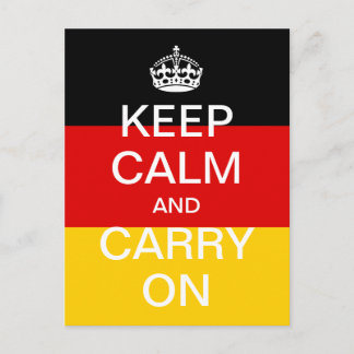 Personalised KEEP CALM and CARRY ON - Germany flag Postcard
