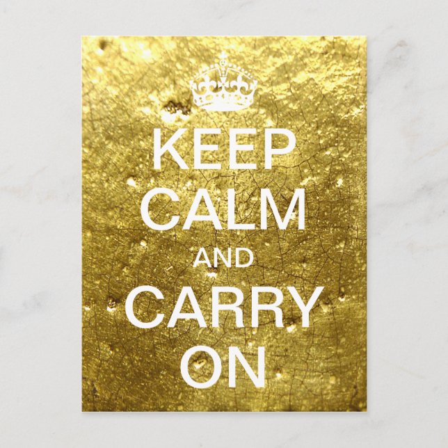 Personalised KEEP CALM and CARRY ON - gold stone Postcard (Front)