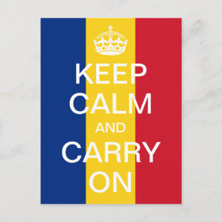Personalised KEEP CALM and CARRY ON - Romania flag Postcard